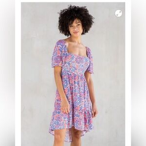 Love Stitch Lyra Pink & Lavender Floral High-Low Dress